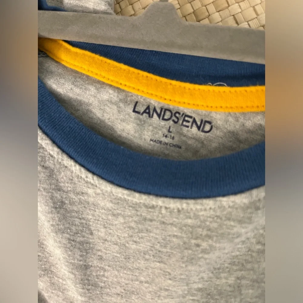 Land’s End Raglan Long Sleeve Baseball Raglan Sleeve Striped Grey T-shirt L